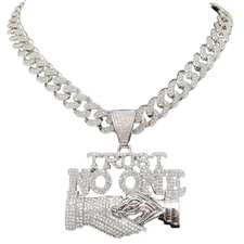 N-Made Beautiful Hip Hop Trust No One Pendant Necklace, Iced Out Pendant for ...