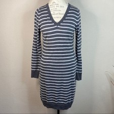 Old Navy Gray Striped Long Sleeve Sweater Dress M