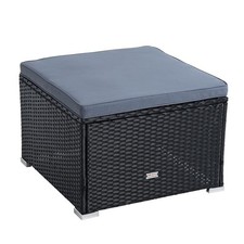 Rattanhocker Gartenhocker Hocker XXL Stuhl Polyrattan Sitzhocker Schwarz