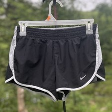 Nike Dri-Fit Womens Athletic Running Shorts Black White Trim S