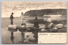 Glucksburg Germany Baltic Sea Beach Bathers Victorian Fashion 1905 Postcard