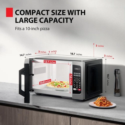 Toshiba ML-EM09PA(SS) compact microwave oven, 900W, stainless steel