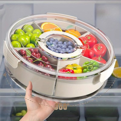 Geteiltes Snackbox mit Fächern Groß Rund Snackbox Drehbar mit Deckel und Griff