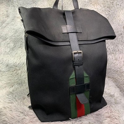 Gucci Sherry Line Canvas & Leder Rucksack Schwarz 337075