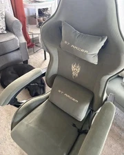 STRACER Velvet Gaming Chair – Reclining w/ Footrest & Lumbar Massage