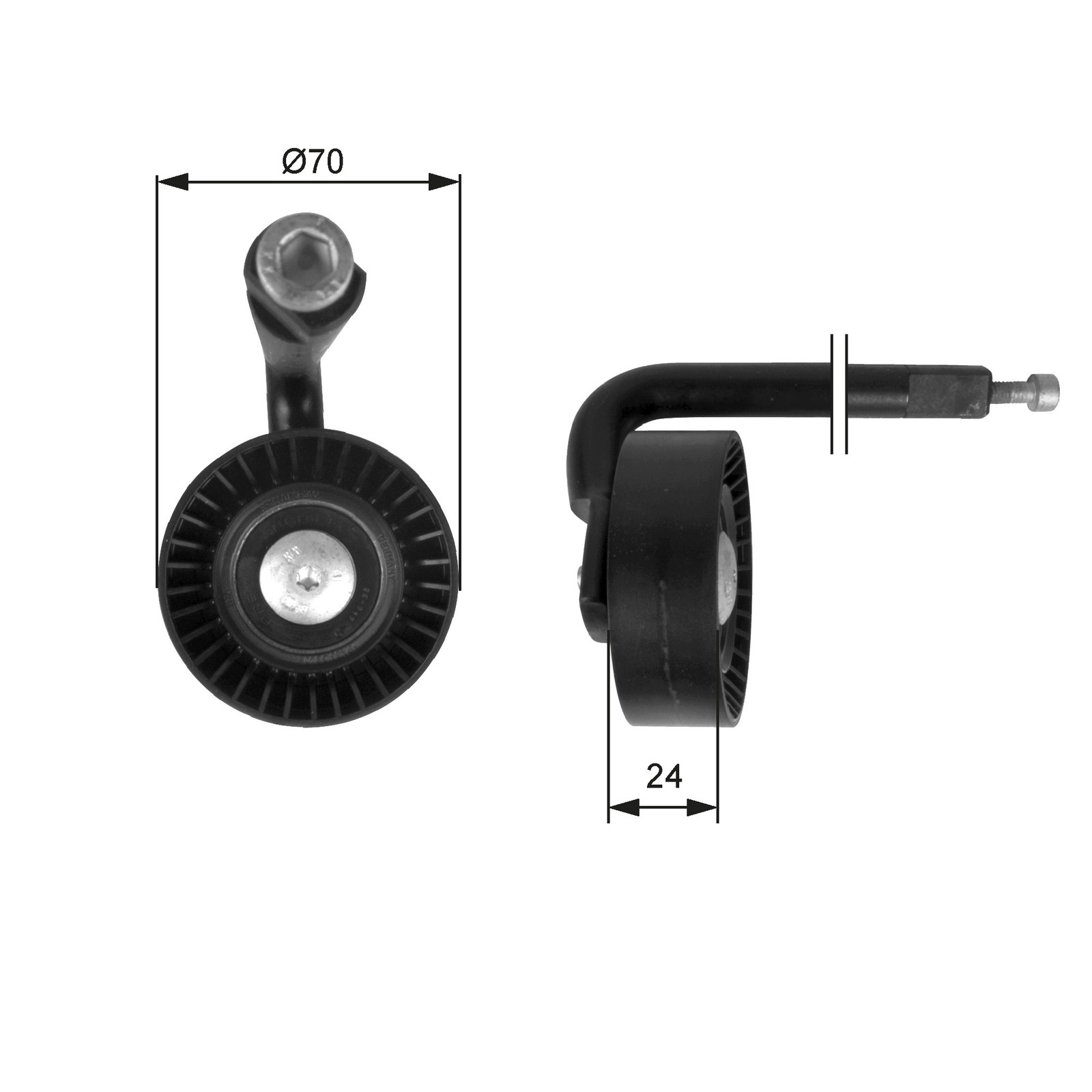GATES-OE T39020 Tensioner Pulley, V-ribbed belt for SKODA