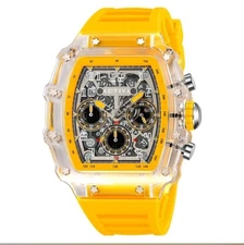 Activa Circuit X Invicta 44.3mm w/ Skeleton Dial PC Case YELLOW Watch NEW In Box
