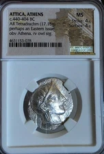 Attica Athens Owl Tetradrachm NGC MS Ancient Silver Coin Greek