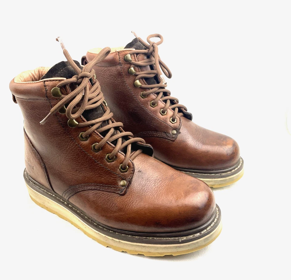 Botas de trabajo Die-hard para hombre de cuero marrón de 6" punta suave resistentes al aceite 8,5D OFERTA DE MAQUILLAJE Foto 2 de 4