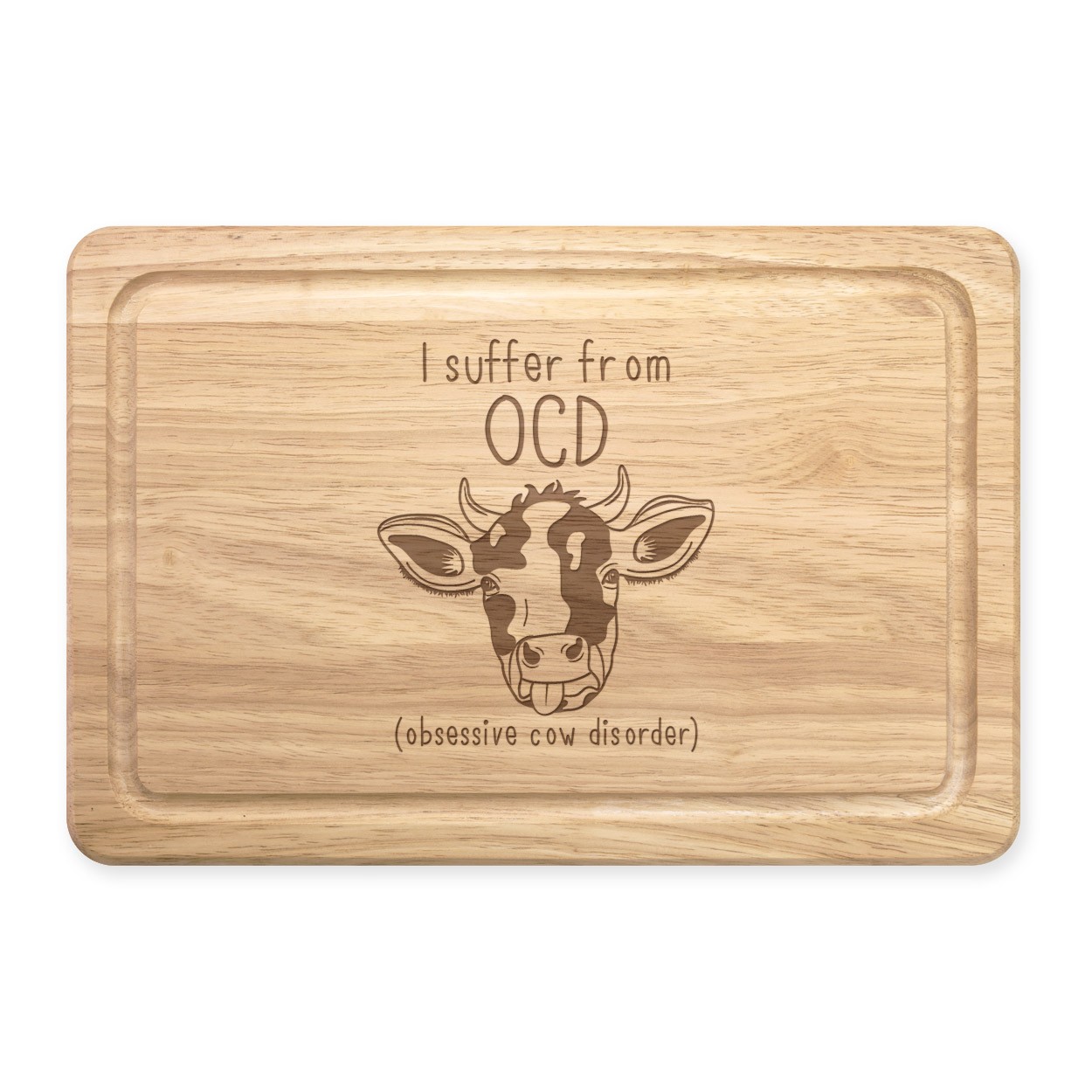 Cow OCD Rectangular Wooden Chopping Board - Funny Joke Obsessive Cow Disorder