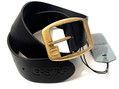 G Star RAW Men's LADD Belt inBlack Arizona Leather, Size 80cm/30