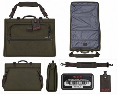 TUMI Alpha II Tri-Fold Garment Bag Olive Green Ballistic Nylon Carry-On NWOT