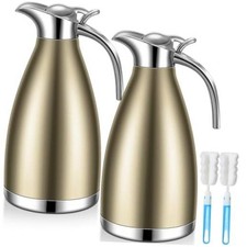 2 Pcs 68 oz Thermal Coffee Carafe Insulated Stainless Steel Champaign Gold