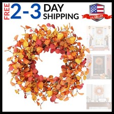 Artificial Fall Wreath 20    Autumn Front Door Wreath with Eucalyptus Leaves B...