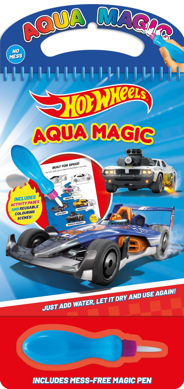 Hot Wheels Aqua Magic Water Painting Book & Pen Colouring Activity Pad No Mess