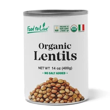 Organic Canned Lentils – Unsalted, Non-GMO, Vegan  – by Food to Live