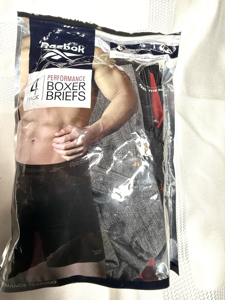 全新 Reebok 男式 Performance 平角内裤 3 件装 尺寸 M 勃艮第黑色灰色 — 第 2/3 张图片