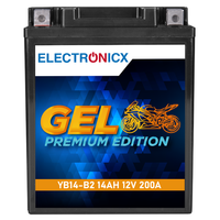Electronicx YB14-B2 GEL Motorradbatterie 12V 14Ah 200A/EN - Wartungsfrei, Auslau