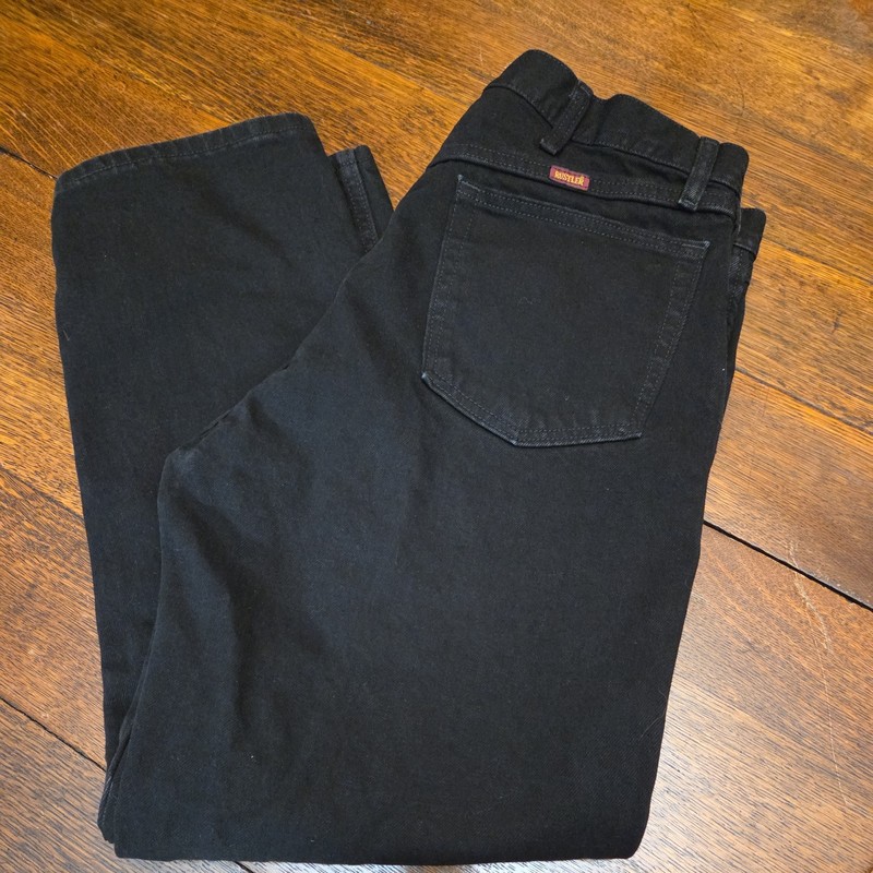 Rustler Wrangler Black Heavy Weight  Denim Jeans Straight Fit Men's 36 x 29