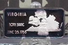 *HAMILTON MINT* 1oz .999 Silver Bullion *VIRGINIA* 10th State Art Bar ECC&C Inc