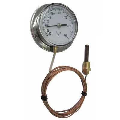 Analog Panel Mt Thermometer, 30 To 240F, Lens Material: Polycarbonate, 12U642