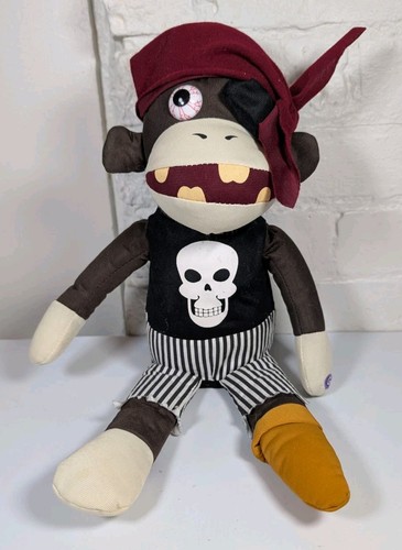 Gemmy Pirate Monkey Chatters Screeches 16in Plush Sitter - Works Monkey Noise