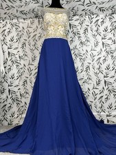 Prom Evening Gown Beaded Bodice Chiffon Mother Of The Bride Wedding Size M NWT D