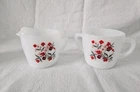 Vintage Anchor Hocking Fire King Primrose Milk Glass Sugar Bowl and Creamer Set
