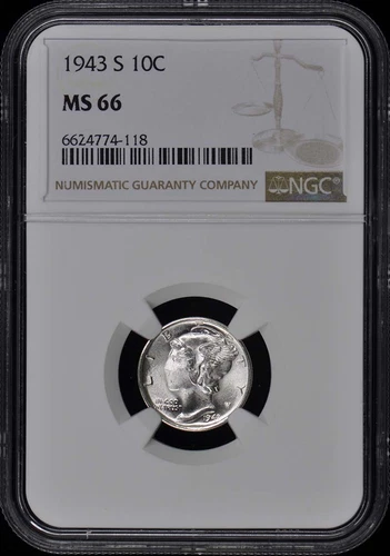 1943-S Mercury Dime 10C NGC MS66
