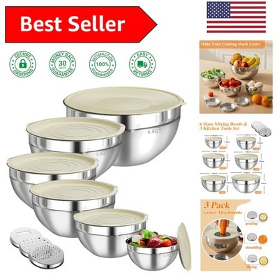 Large Capacity 6-Piece Mixing Bowls with Airtight Lids - Perfect for Meal Prep