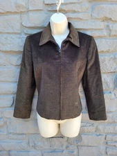 Carlisle Silk & Cotton Textured Shimmer Yellow & Black Full Zip Jacket Size 4