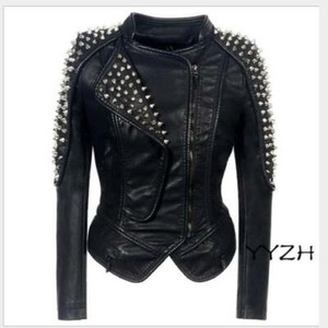 spiked leather jacket womens