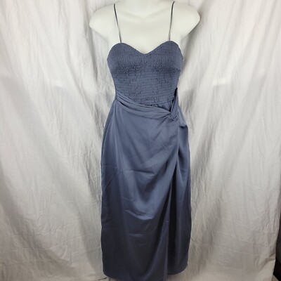 Formal Boutique Gray Satin Dress Ruched Top Faux Wrap Bottom Mustard Seed  Sz S | eBay