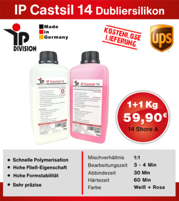 IP CastSil 14 Shore Premium Dubliersilikon Silikonkautschuk Abformsilikon 2 KG