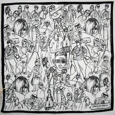 Authentic EMILIO PUCCI TOURIST IN FLORENCE 100 SILK Small Scarf Handkerchief