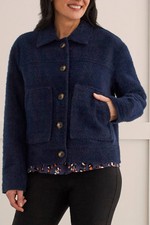 Tribal Button Front Lined Jacket In Sapphire
