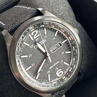 Citizen Eco-Drive Men's Calendar Compass Dial Black Sport Watch 44MM AW0115-03E