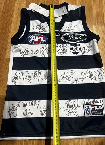 FILA 2002 GEELONG CATS Hand Signed Squad AFL Jumper XS Vintage Ablett Jnr BNWT - Picture 10 of 19