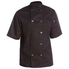 Chef Code Lightweight Ultra Soft Short Sleeve Chef Coat (Black, M)