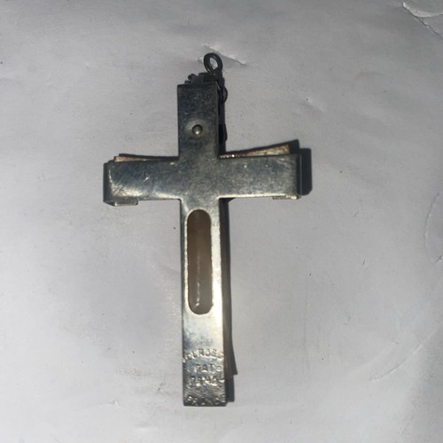 Vintage Lourdes Crucifix Pendant INRI Plaque Empty Spring Water Tube France - Picture 3 of 4