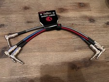 3-PACK 1ft Kirlin 1/4" Mono Multi Colored Braided Right Angle Patch Cables 