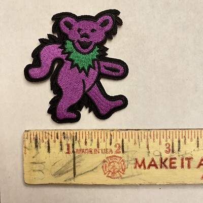 Vintage Grateful Dead Patch Purple Dancing Bear Iron On Jacket Vest Festival Sew