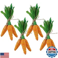 DR.DUDU Easter Decorations 12 Pcs Carrot Ornament, Sisal Jute Fabric Artifici