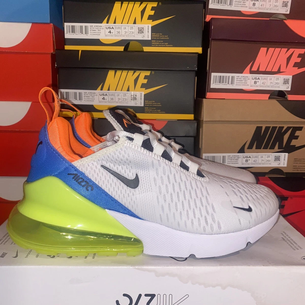 Nike Air Max 270 Nerf Orange Neon Green Blue Shoes DO6691-100 Size 7W |