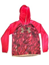 Under Armour Girls Cold Gear Pink Logo Youth Pocket Hoodie Size YXL Activewear