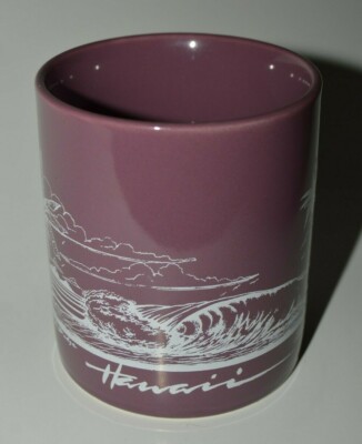 Nice Vintage HAWAII Beach WAVES Mauve Purple Coffee Mug MINT HTF