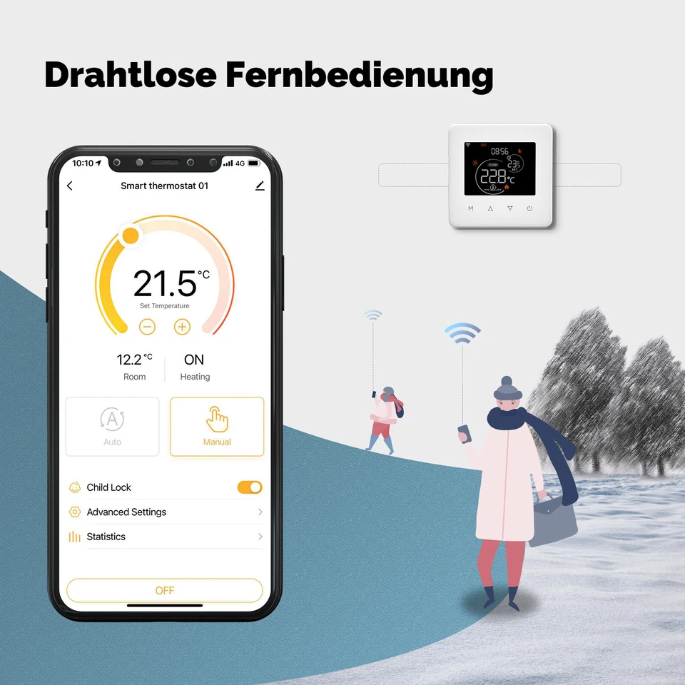 MOES Smart WLAN Touch Raumthermostat Fußbodenheizung Wasser Boiler Alexa Google - Bild 2 von 4