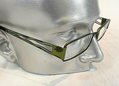Taka Women's Eyeglasses Frames Jade Green Cut Metal Leaf 54-17-135