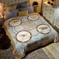 Korean Mink Fleece Organic King Blanket, 2 Ply Reversible Silky Soft Plush Warm