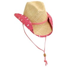 Youth Girls Western Raffia Cowboy Hat - Pink